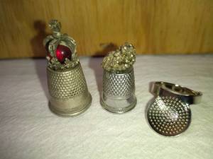 lot 154 image: 1 Ring Style, 1 Pyrite Top and 1 Stunning Crown Motif Thimbles