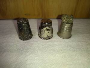 lot 155 image: 3 Unique Mixed Metal Thimbles