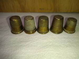 lot 166 image: 5 Fancy CopperBrass Thimbles