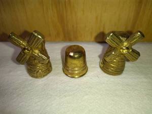 lot 167 image: 3 Unique Brass Thimbles