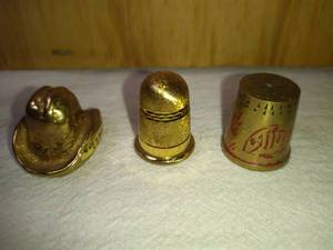 lot 169 image: 3 Unique Brass Thimbles