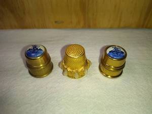 lot 170 image: 3 Unique Brass Thimbles