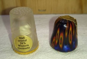 lot 218 image: 2 Thimbles Lead Crystal West Germany and Murano Glass
