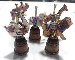 Set of 5 Enesco Circus Animal Carousel Thimbles
