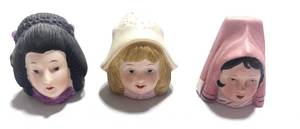 lot 16 image: Set of 3 Vintage Porcelain Head Thimbles