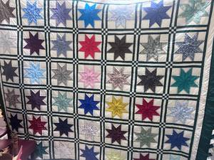 Eight Point Star Quilt Queen 84" X 103" Hand Stitched