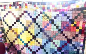 Squares on Point with Wide Square Border Quilt King 102" X 114" Hand Stitched
