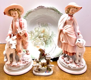 lot 39 image: Andrea by Sadek Hand Painted Porcelain Figurines, German Figure and Floral Bowl Collection