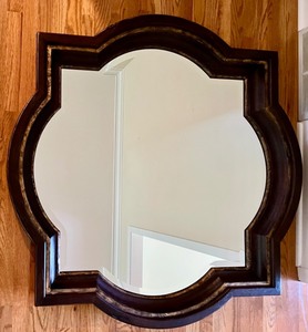 lot 125A image: La Barge Quatrefoil Wall Mirror with Distressed Wood Frame