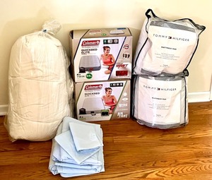 lot 125B image: Twin Bedding Set with 2 Coleman Airbeds, 2 Tommy Hilfiger Mattress Pads, Sheets, and Comforter