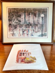 lot 149 image: 2 Watercolor Art Prints - Old St. Thomas Academy Building and Ordway Theatre Scene