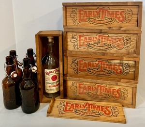 lot 241 image: Early Times Heritage Edition Bottle, 5 Wooden Crates, and 4 Grolsch Swing-Top Bottles Collection