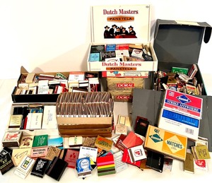 lot 248 image: Large Collection of Vintage Matchbooks and Matchboxes with Decorative Seahorse Box
