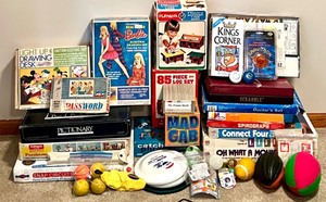lot 251 image: Vintage Board Games and Classic Toys Collection with Barbie Drawing Sets, Lincoln Logs, Pictionary and More