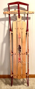 lot 256 image: Flexible Flyer III Vintage Wooden Snow Sled with Steel Runners