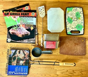 lot 348 image: BBQ Grilling and Kitchen Tool Set with Grill Mats and Accessories