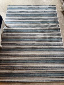 lot 185 image: Couristan Monaco Azure Stripe Outdoor Rug - 88 x 63