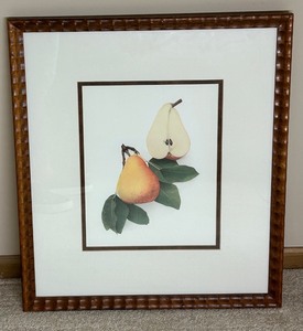 lot 17 image: Framed Artwork Print of Pears with Textured Wood Frame