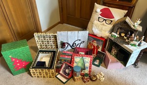 lot 69 image: Holiday Decor Collection with Nativity Set, Christmas Boxes and Festive Accents