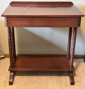 lot 72 image: Vintage Wooden Side Table with Drawer and Barley Twist Legs