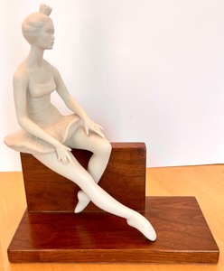 lot 82 image: Cybis Porcelain Ballerina Figurine on Wooden Base
