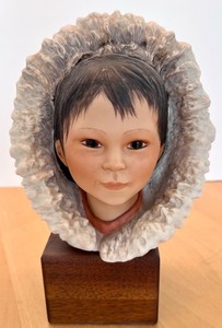 lot 83 image: Cybis Porcelain Bust of Inuit Child with Fur Hood