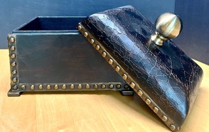 lot 122 image: Decorative Bronze-Look Lidded Box with Studded Trim