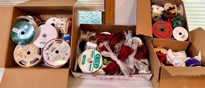 lot 218 image: Large Collection of Mixed Holiday and Decorative Ribbon Spools