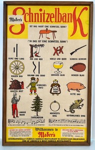 lot 232 image: Framed Maders Schnitzelbank Wall Poster Art Milwaukee Restaurant Decor