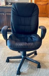 lot 237 image: Black Fabric Padded Swivel Office Chair with Armrests