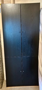 lot 276 image: Tall Black Wooden Storage Cabinet with Shelves