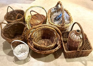lot 279 image: Assorted Wicker Basket Collection with Handles - Set of 13