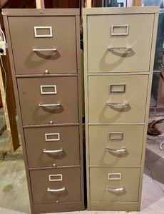 lot 284 image: Set of 2 Four-Drawer Vertical Metal Filing Cabinets