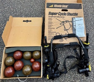 lot 100 image: Rhode Gear Super Cycle Shuttle 2-Bike Carrier with Bocce Ball Set