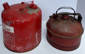 lot 303 image: Pair of Vintage Eagle Metal Gasoline Safety Cans