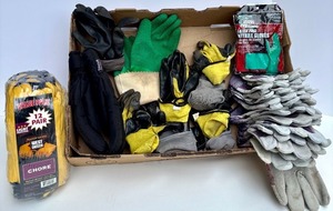 lot 320 image: Bulk Lot of Work Gloves including Chore Gloves, Nitrile, Leather, and Thermal Styles