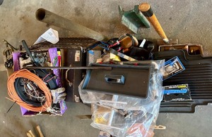 lot 333 image: Large Mixed Lot of Hand Tools, Toolboxes, Brushes, and Hardware