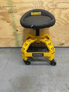 lot 129 image: DEWALT Adjustable Shop Stool With Casters