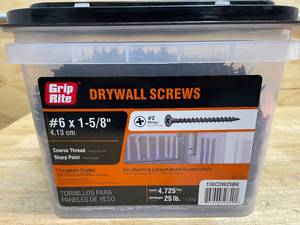 lot 133 image: Grip-Rite #6 x 1-58-in Bugle Coarse Thread Drywall Screws 25-lb ( 4725 -Pack )