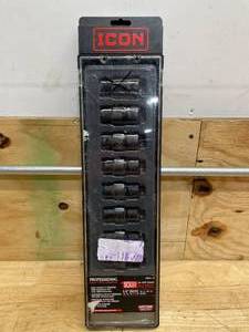 lot 203 image: ICON 38 in. Drive Metric Impact Swivel Socket Set, 10-Piece (081425110)