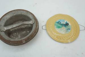 lot 108 image: Vintage Milk Can Cover & Flue Cover