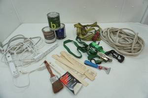 lot 155 image: Painting Supplies, Extension cords, Ratchet Straps
