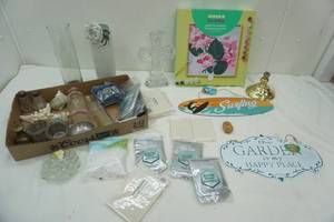 lot 163 image: Crafts, Decor, Tin Garden Sign, Glitter paint additive and more