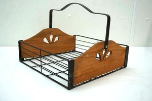 lot 257 image: Wire & Wood Decorative Basket
