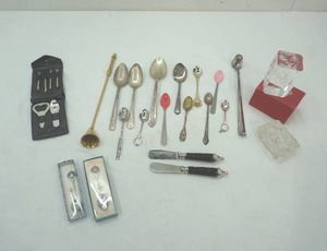 lot 305 image: Vintage Flatware, Candle Snuffer, Souvenir Spoons and more