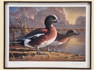 lot 6 image: Framed James Hautman 1989 Signed Print American Wigeon 8262850