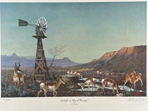 lot 13 image: Les C. Kouba Signed Antelope in Ranch Country Limited Edition Print 4062000