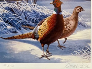 lot 52 image: 1983 Minnesota Pheasant Habitat Stamp Set with Daniel Smith Signed Print and Medal