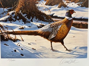 lot 59 image: 1988 Minnesota Pheasant Habitat Stamp Print Signed by Daniel Smith with Stamp 503500