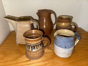 lot 5 image: Set of 5 Handmade Studio Pottery Jugs and Mugs